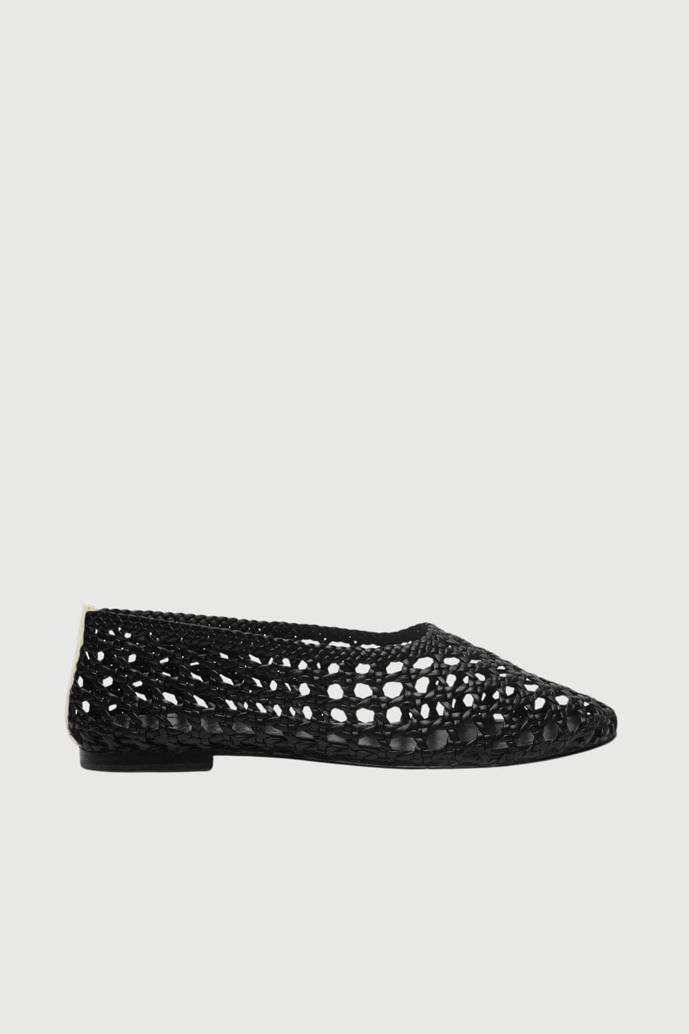 Ava Ballet Flats in Black & White Woven Leather
