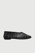 Ava Ballet Flats in Black & White Woven Leather