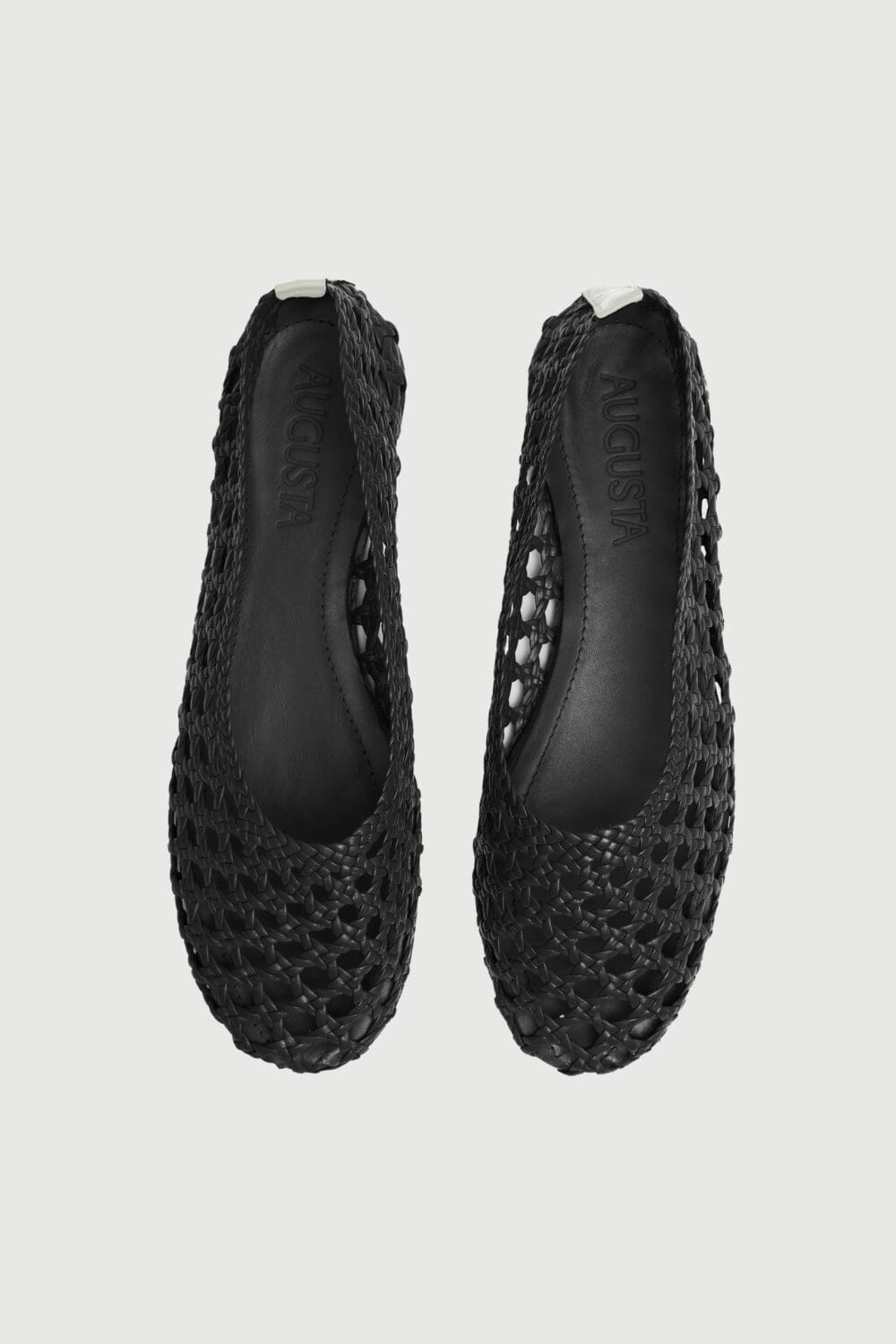 Ava Ballet Flats in Black & White Woven Leather