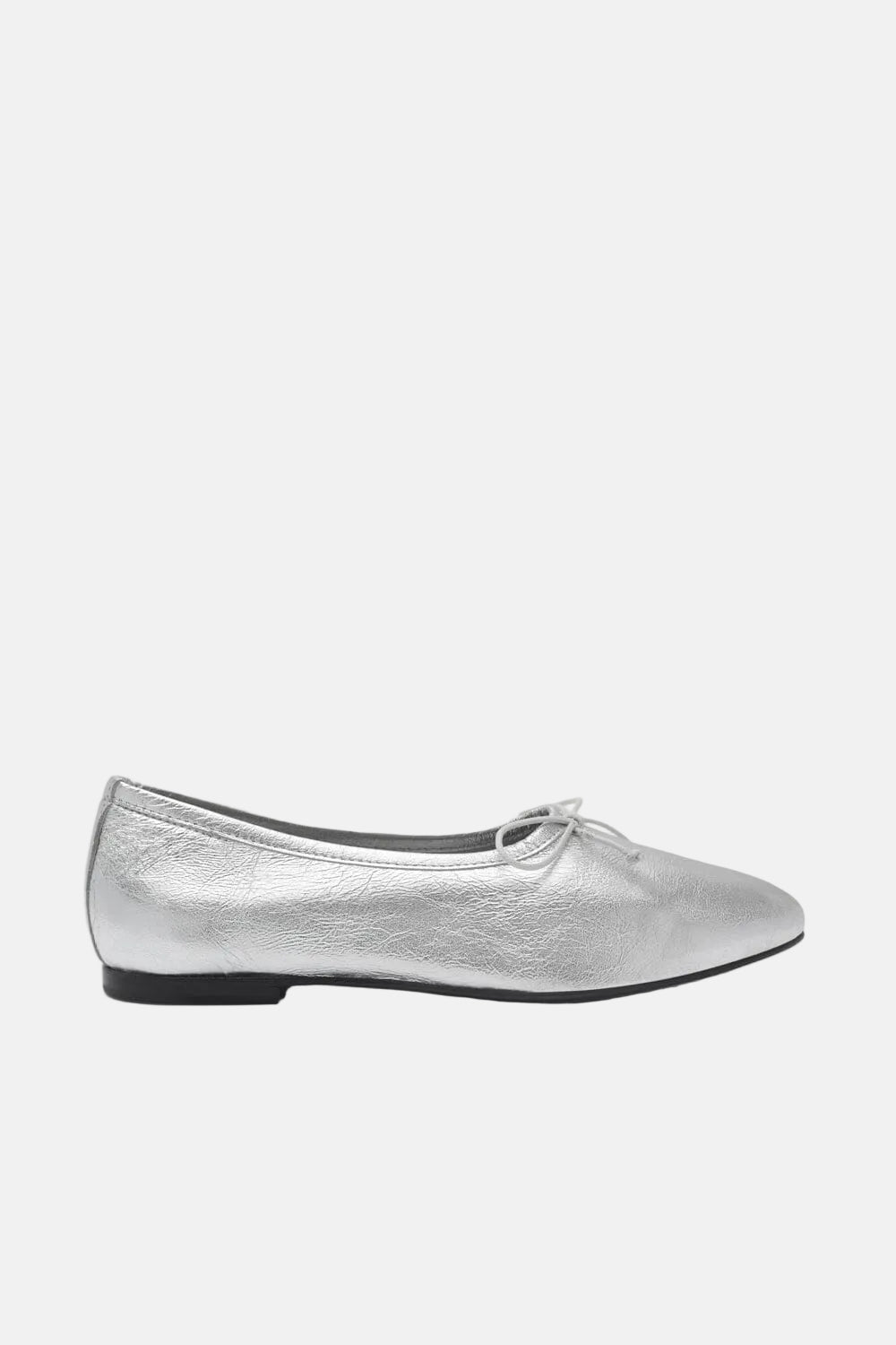 Ava Ballet Flats in Silver Leather