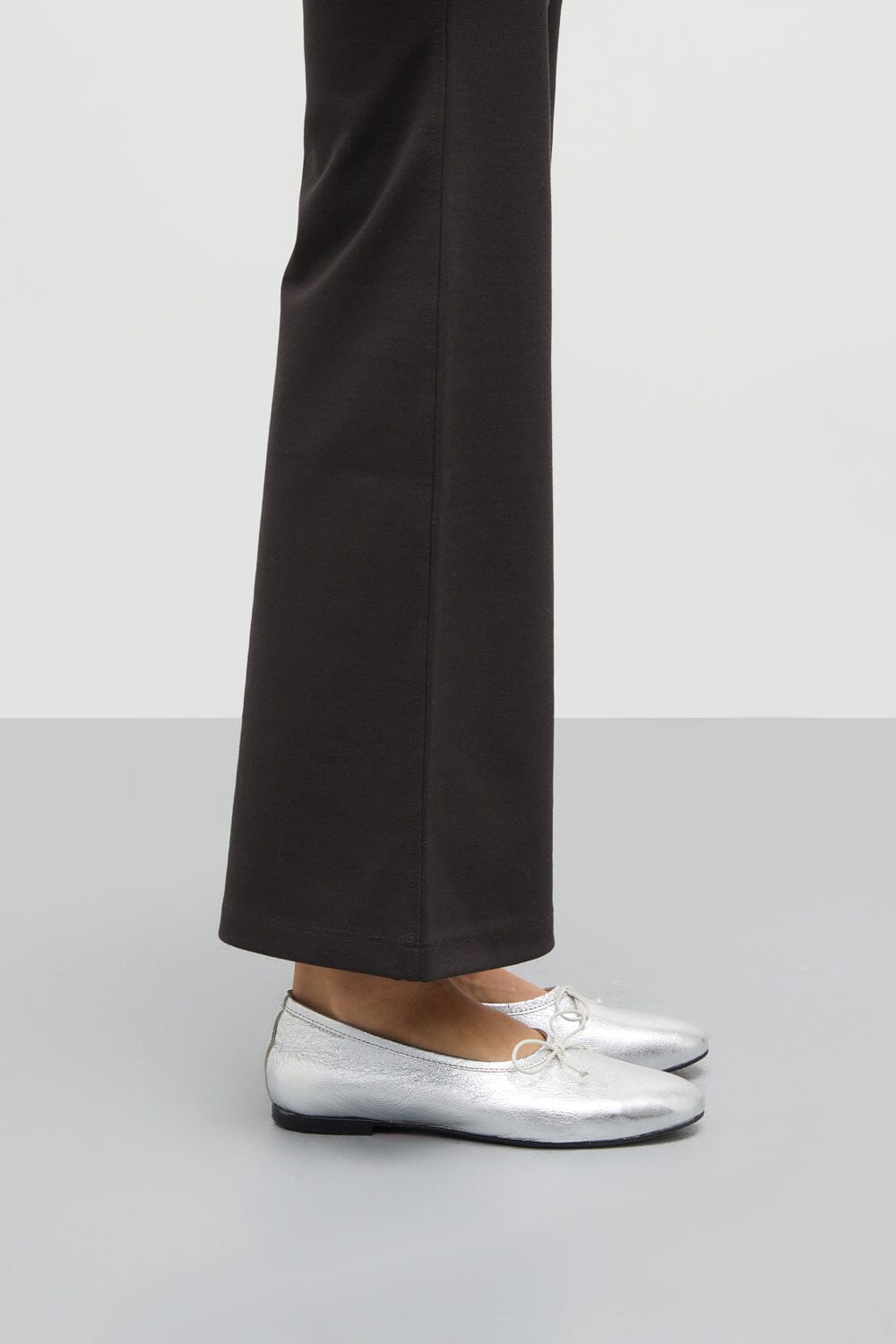 Ava Ballet Flats in Silver Leather