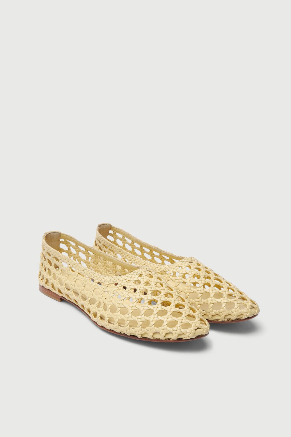 Ava Ballet Flats in Vanilla Woven Leather