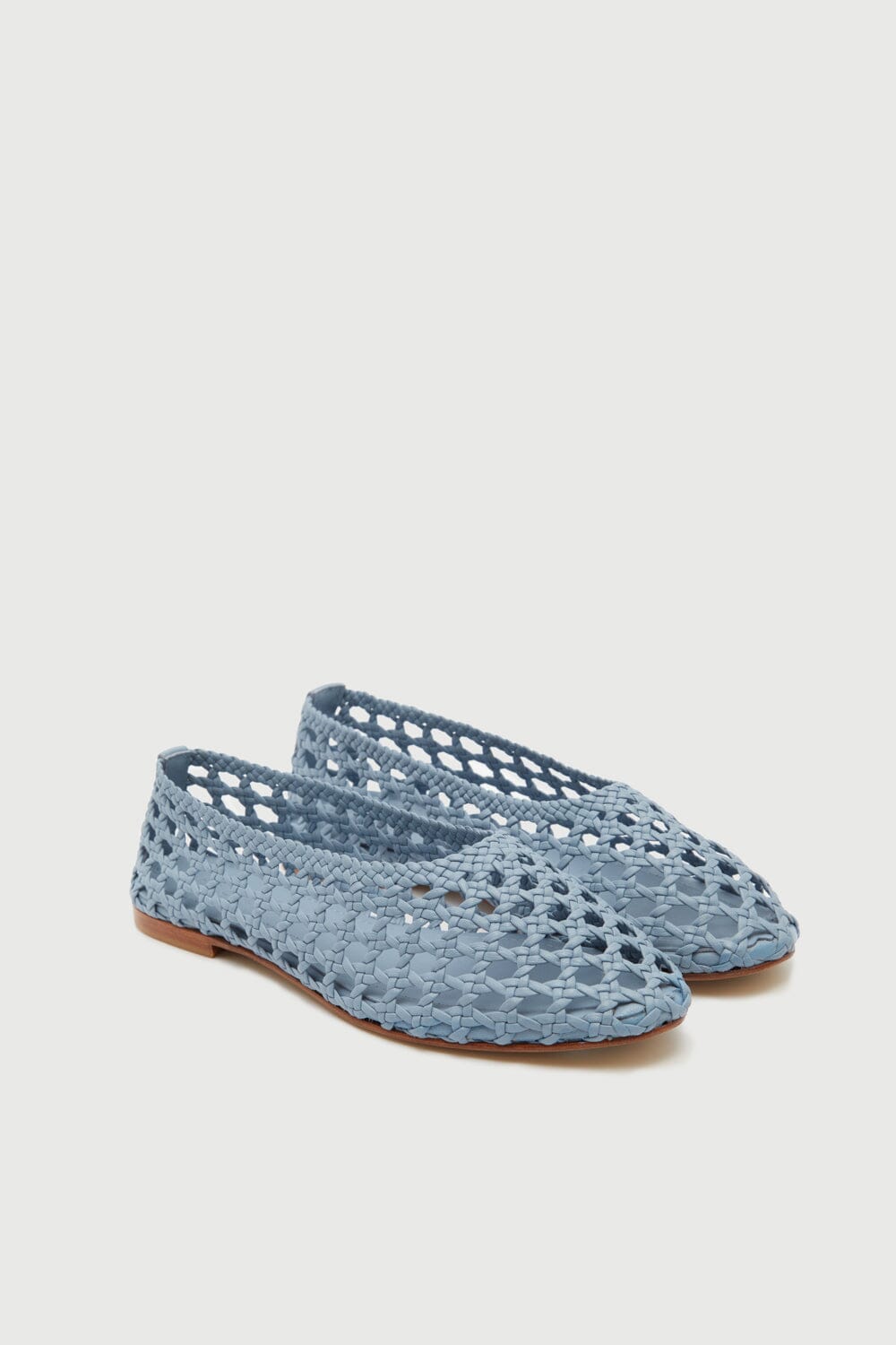 Ava Ballet Flats in Blue Woven Leather