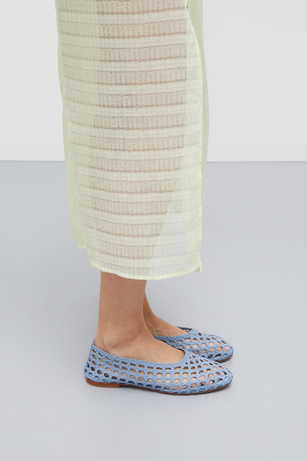 Ava Ballet Flats in Blue Woven Leather