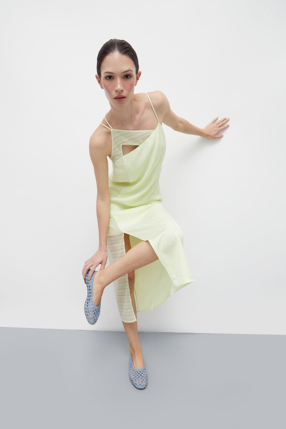 Ava Ballet Flats in Blue Woven Leather