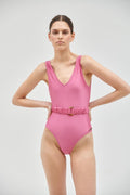 Traje de baño california rosa + cinturón