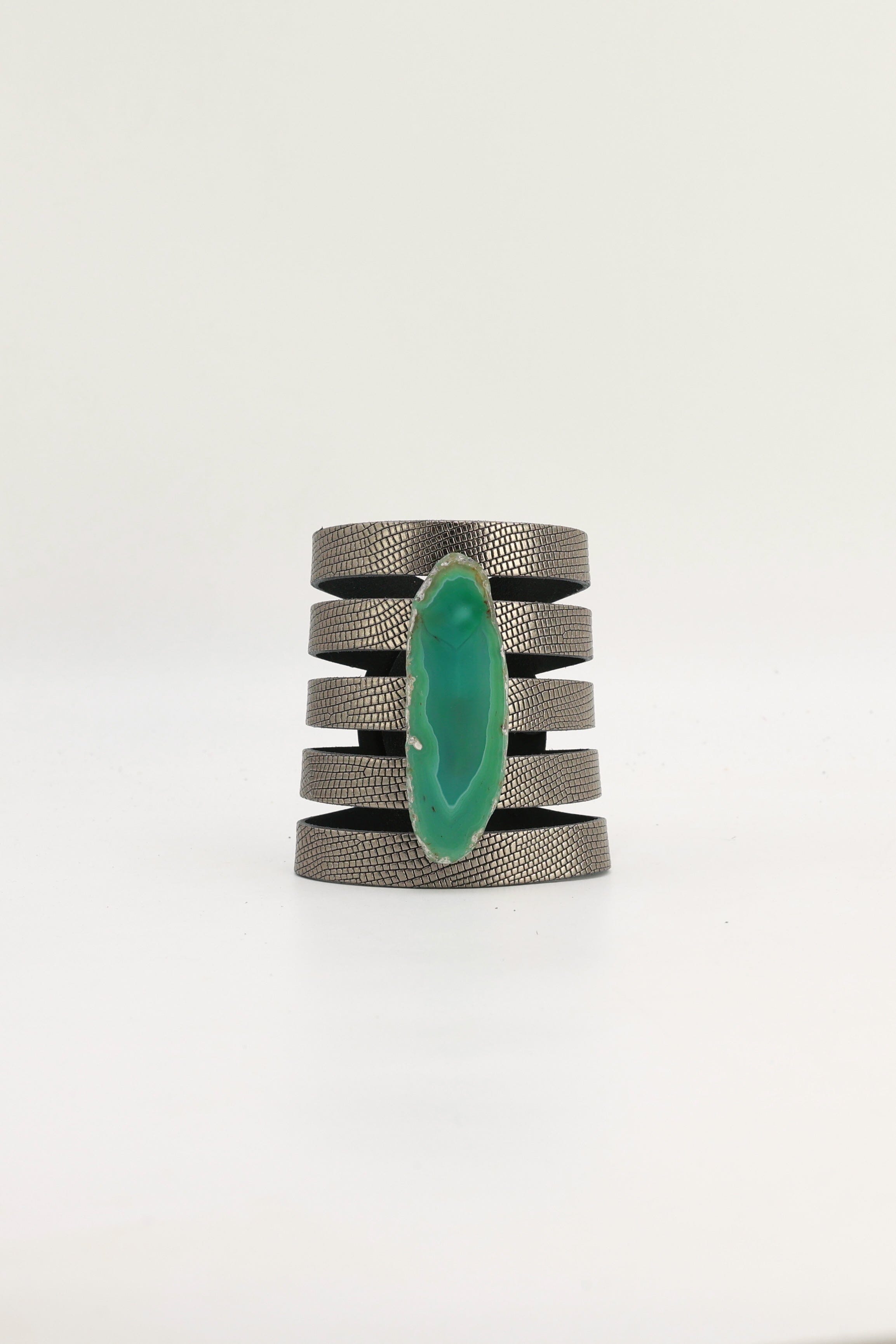 Brazalete Sol Plomo Ágata Verde