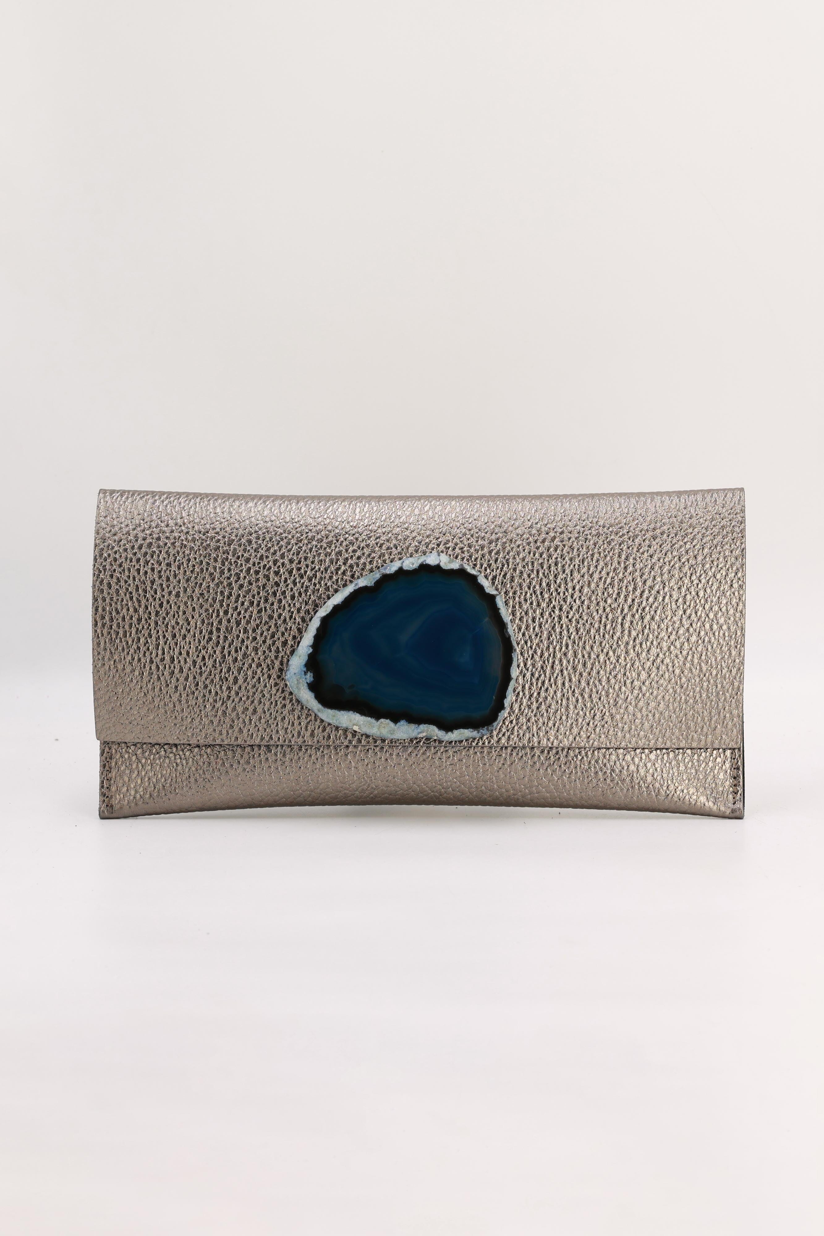Cartera Maxi Bronce Ágata Azul