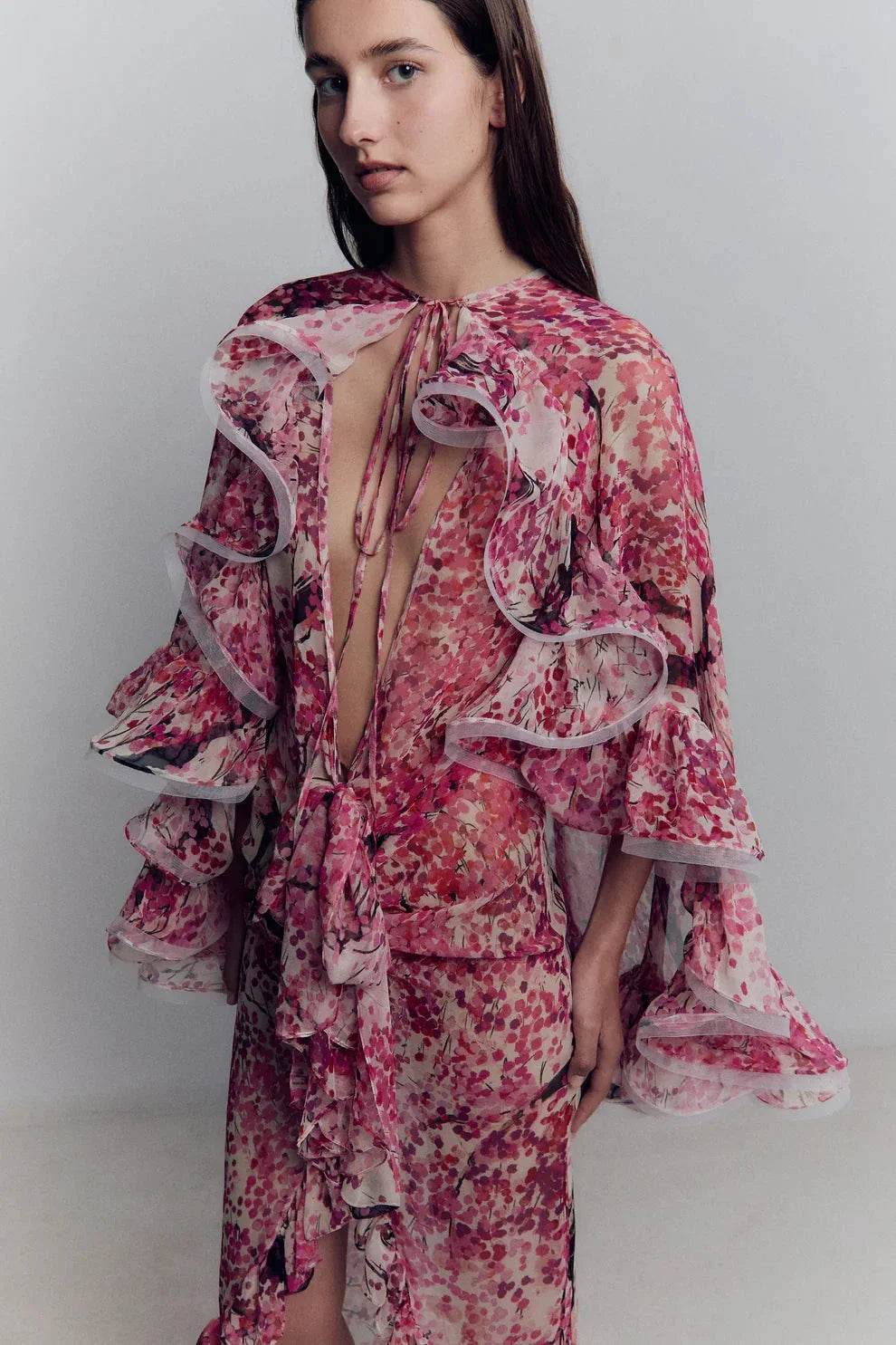 Chiffon Ruffle Cape