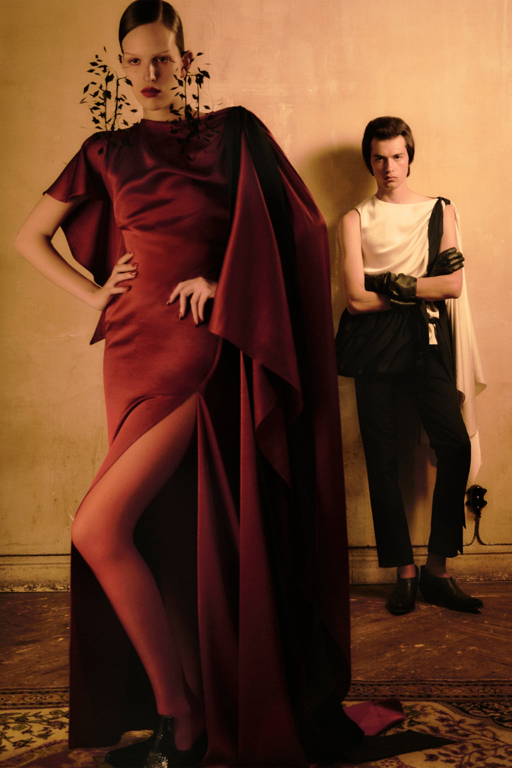 Draped Red Dress