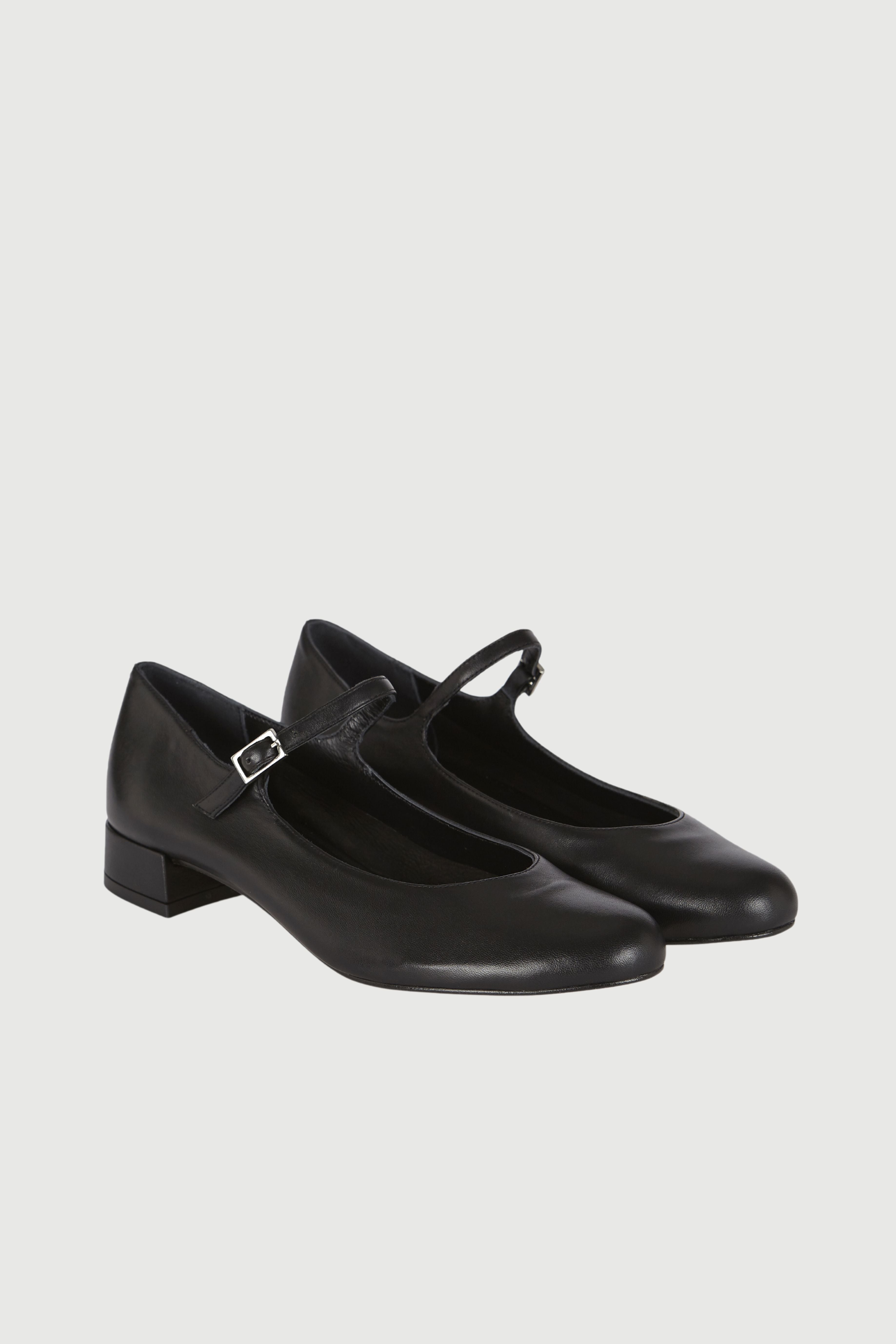 Emilia Mary Janes in Black Leather