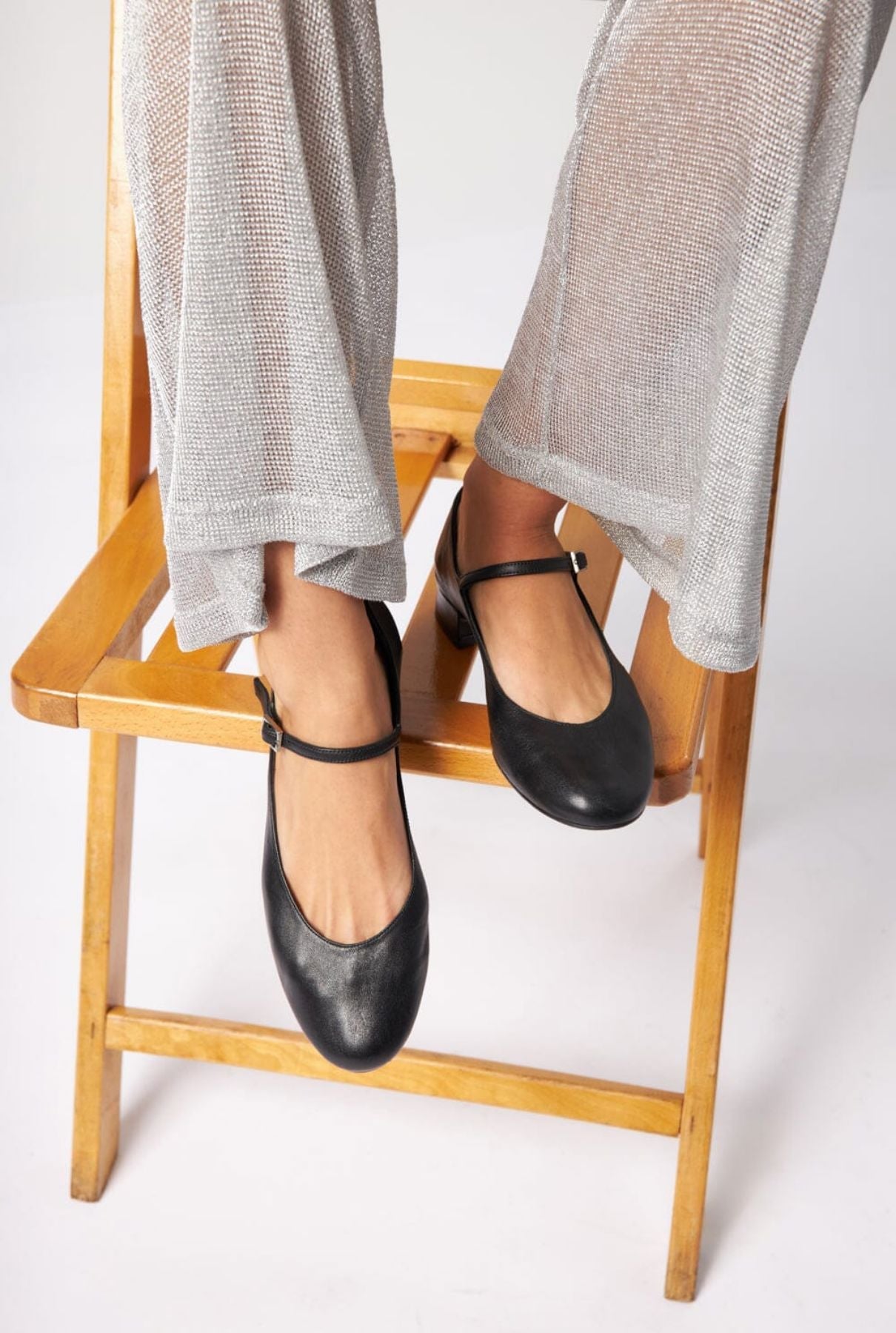Emilia Mary Janes in Black Leather