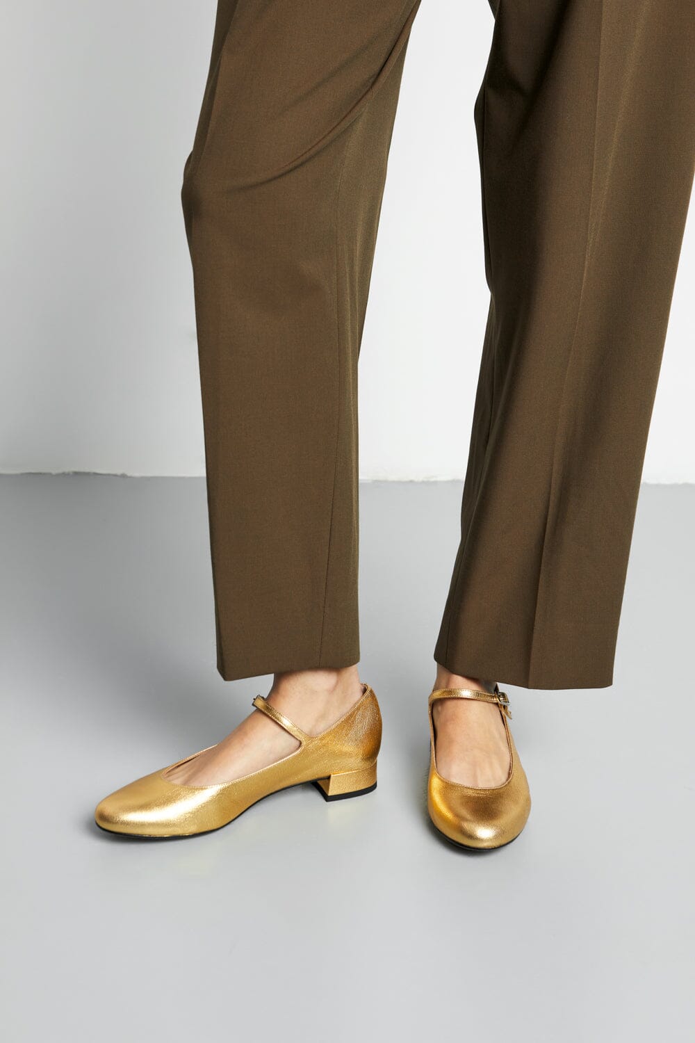 Emilia Mary Janes in Gold Leather - Size 38