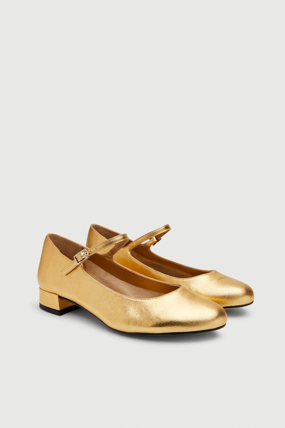 Emilia Mary Janes in Gold Leather - Size 38