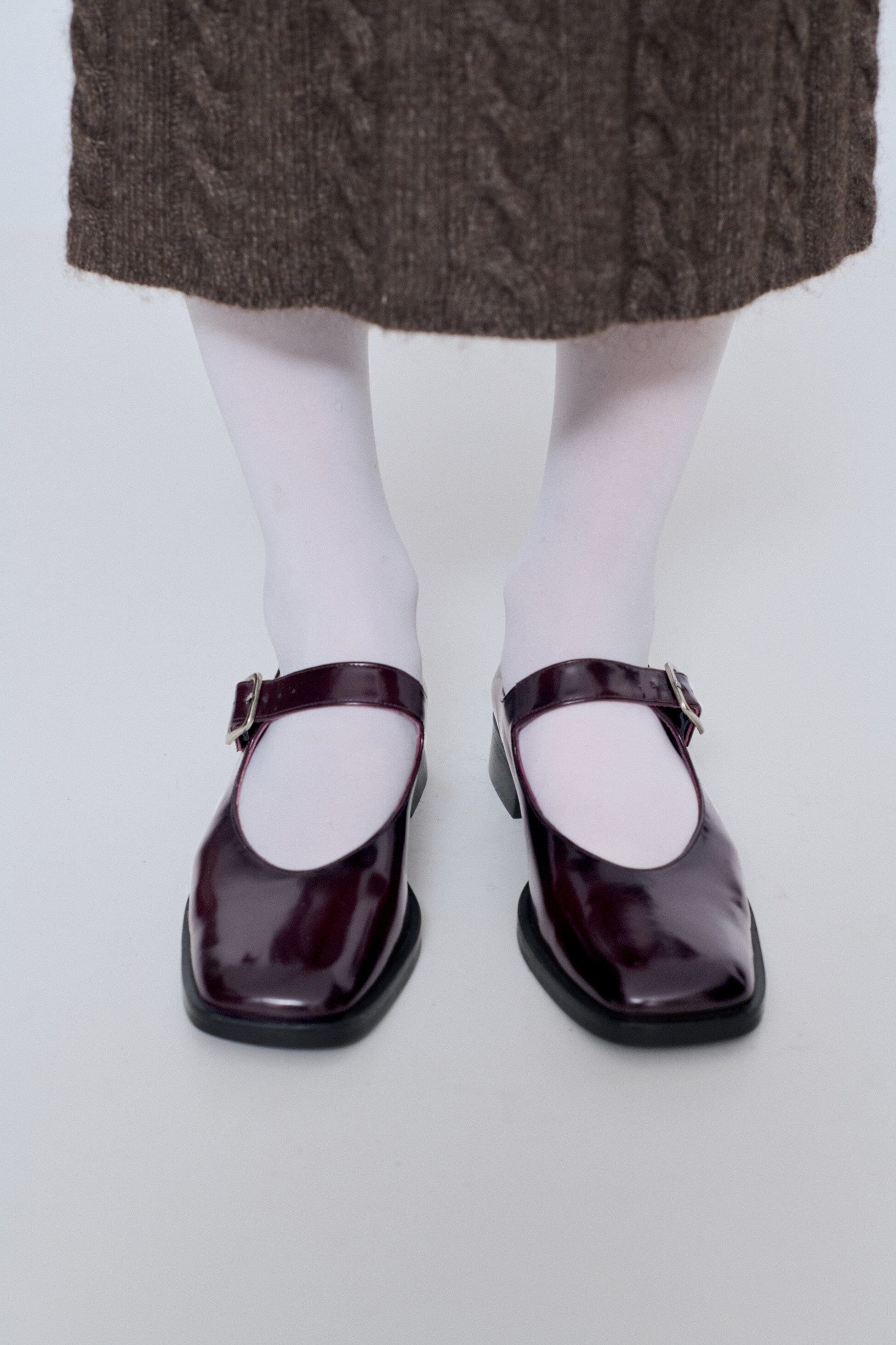 Gia Mary Janes in Burgundy Leather