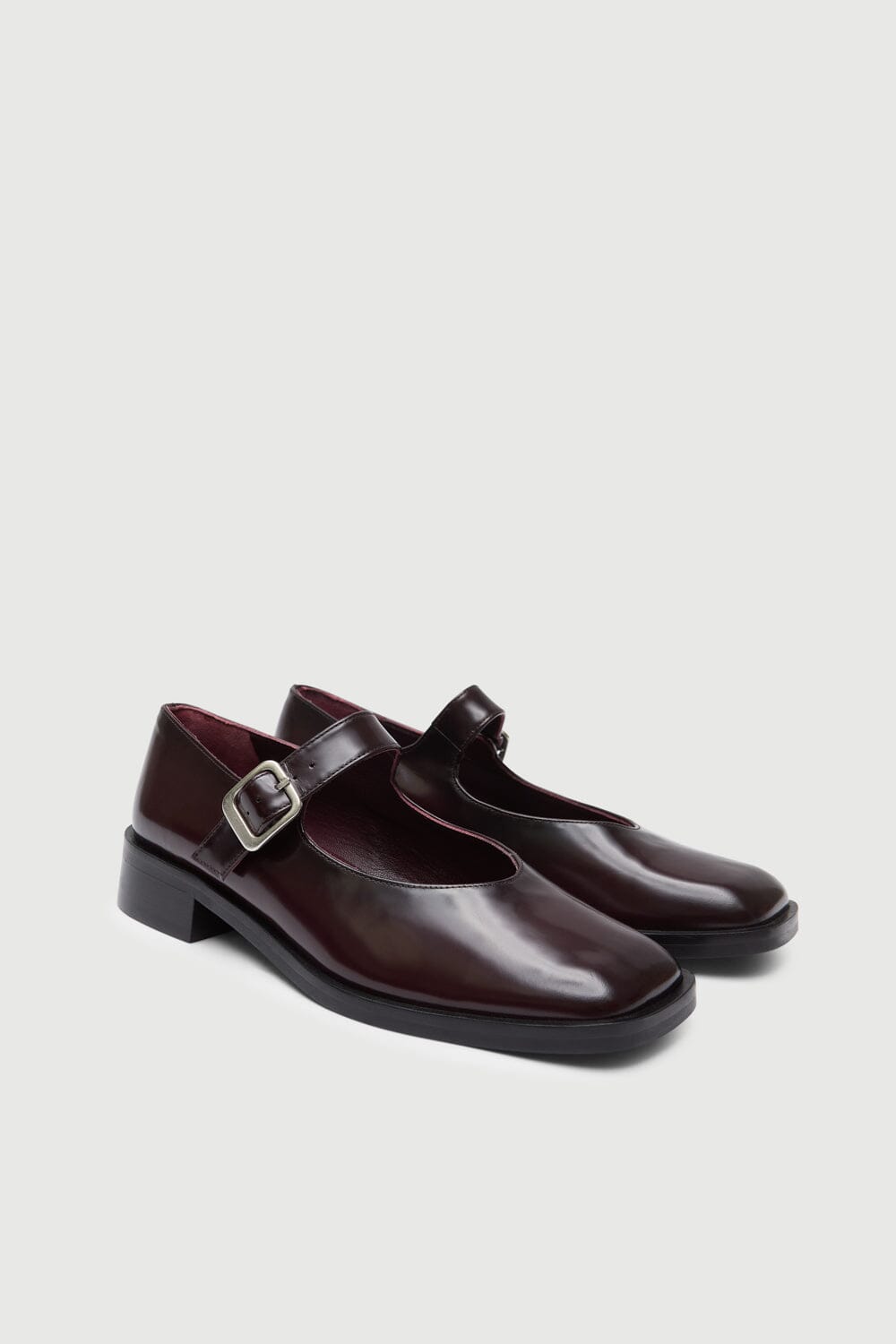 Gia Mary Janes in Burgundy Leather
