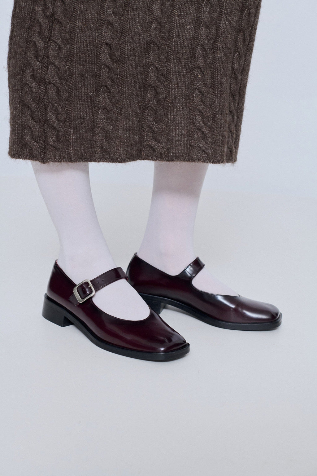 Gia Mary Janes in Burgundy Leather