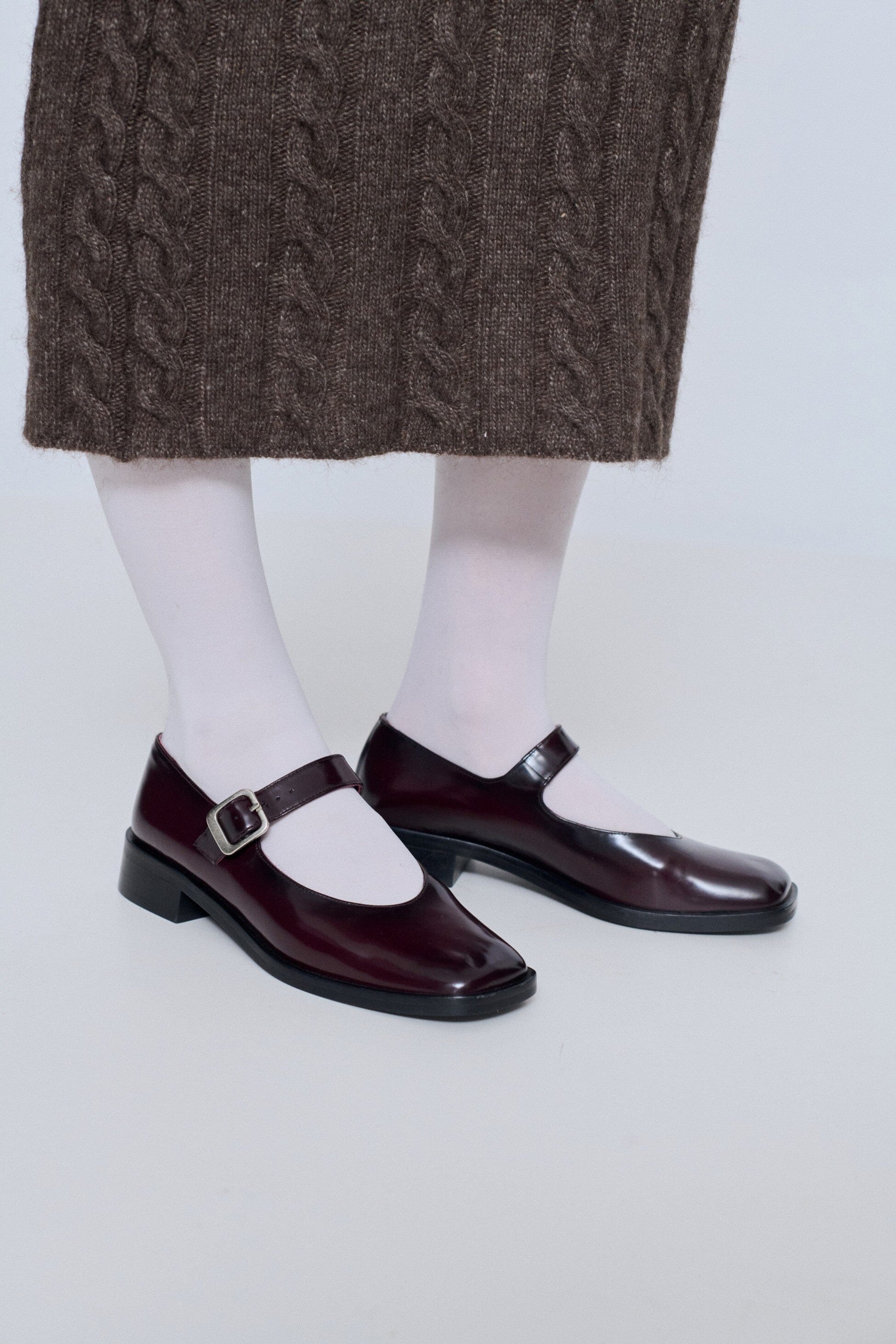 Gia Mary Janes in Burgundy Leather