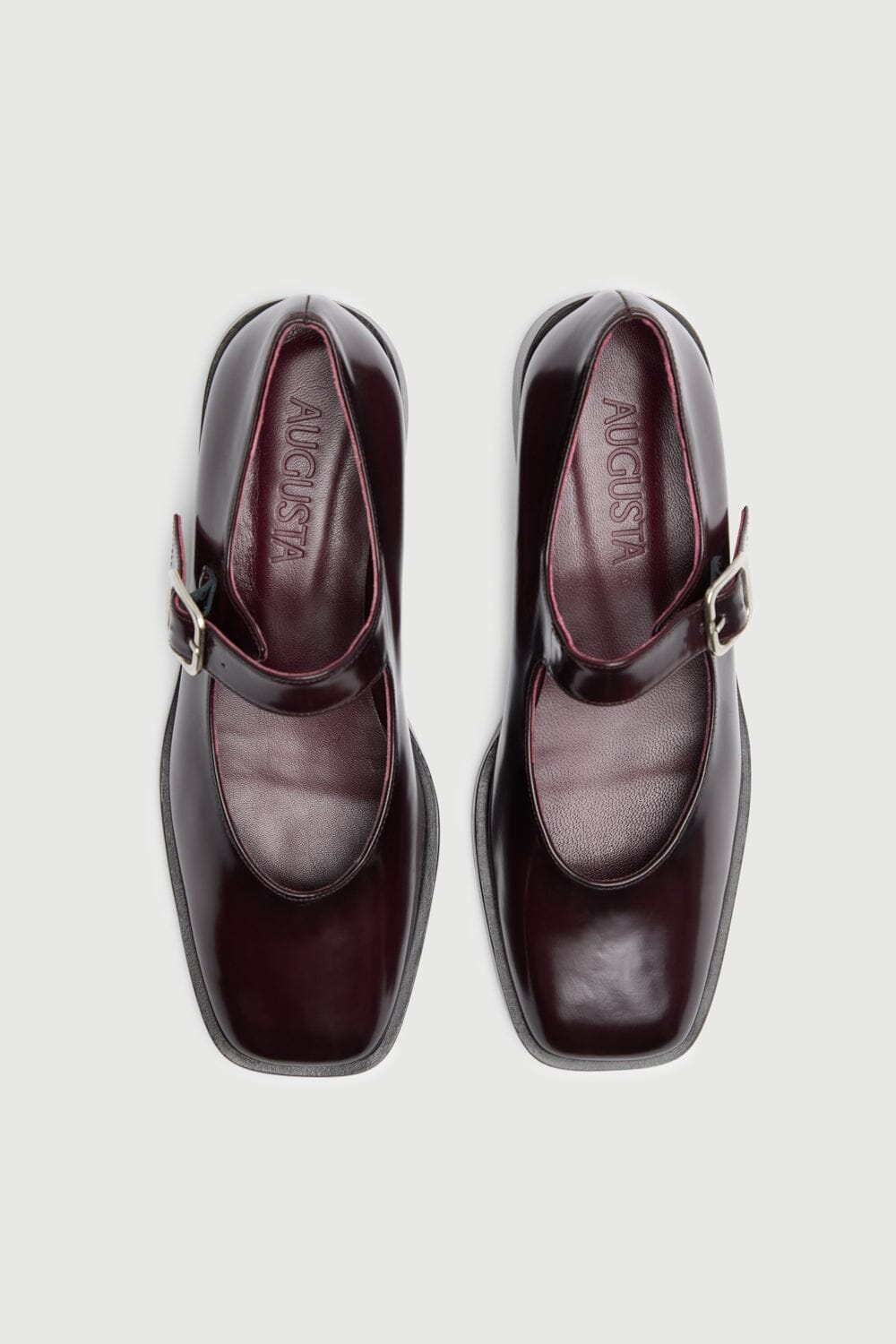 Gia Mary Janes in Burgundy Leather