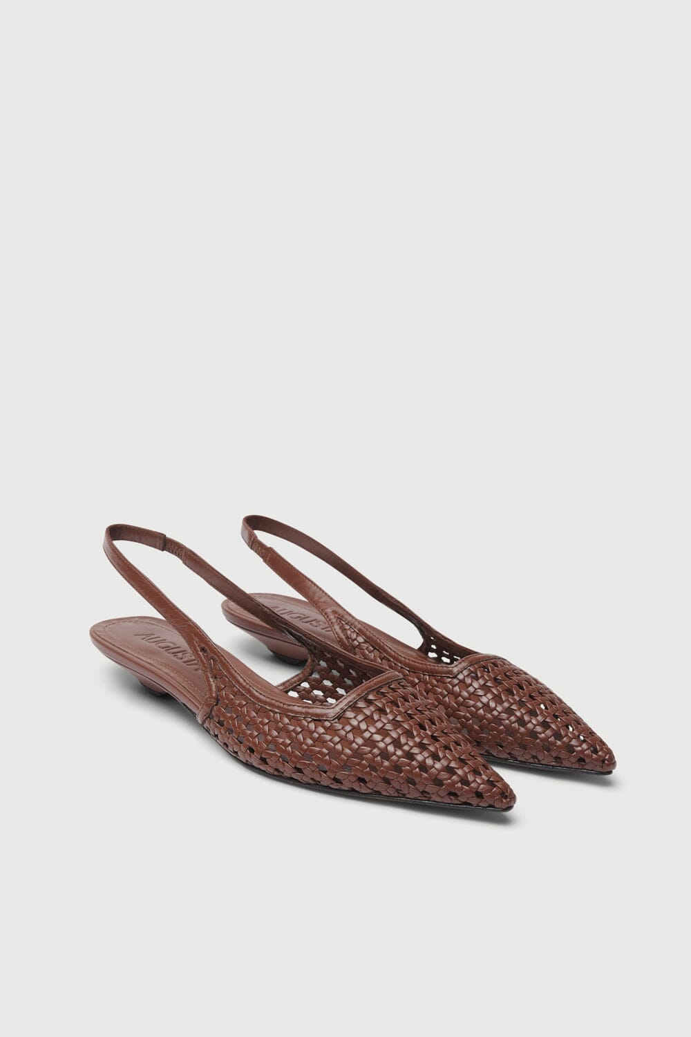 Harper Slingback Flats in Chocolate Woven Leather