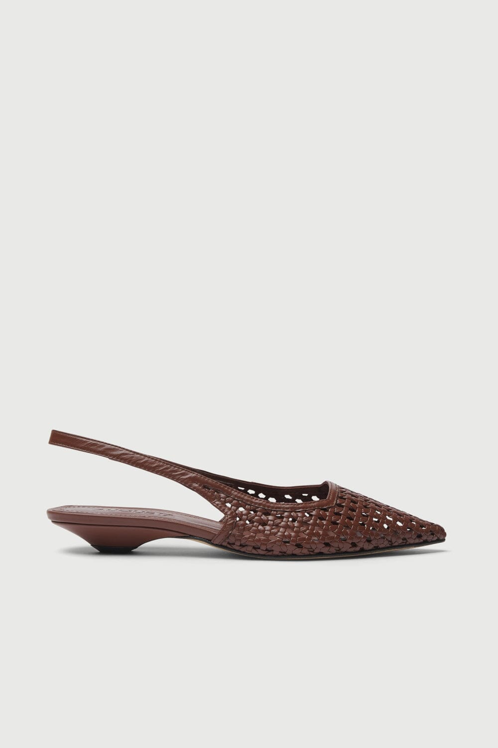 Harper Slingback Flats in Chocolate Woven Leather