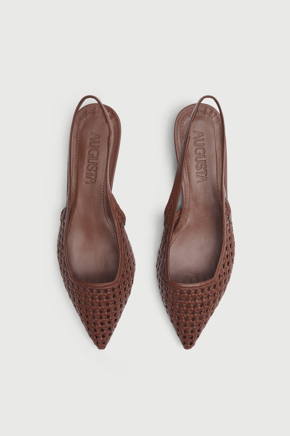 Harper Slingback Flats in Chocolate Woven Leather