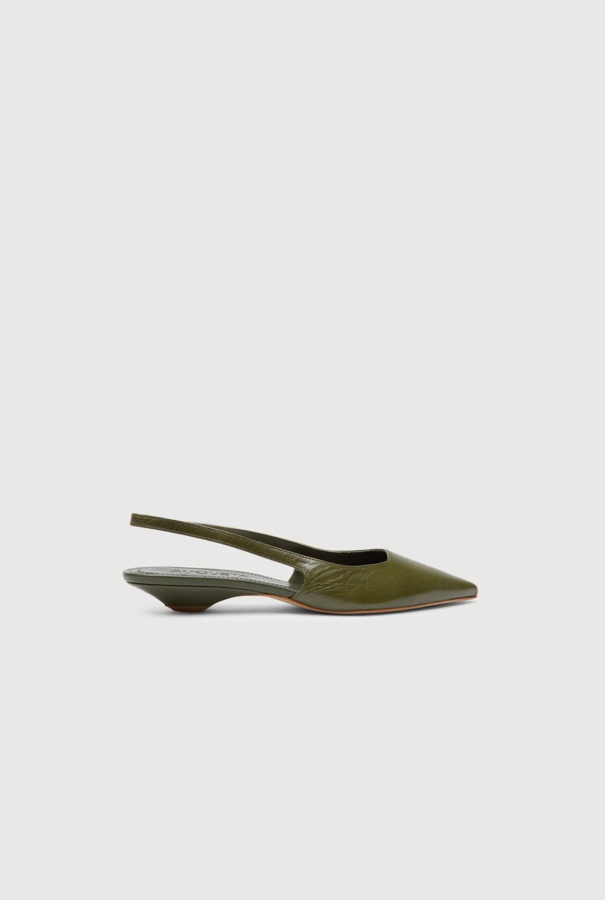 Harper Slingback Flats in Khaki Leather