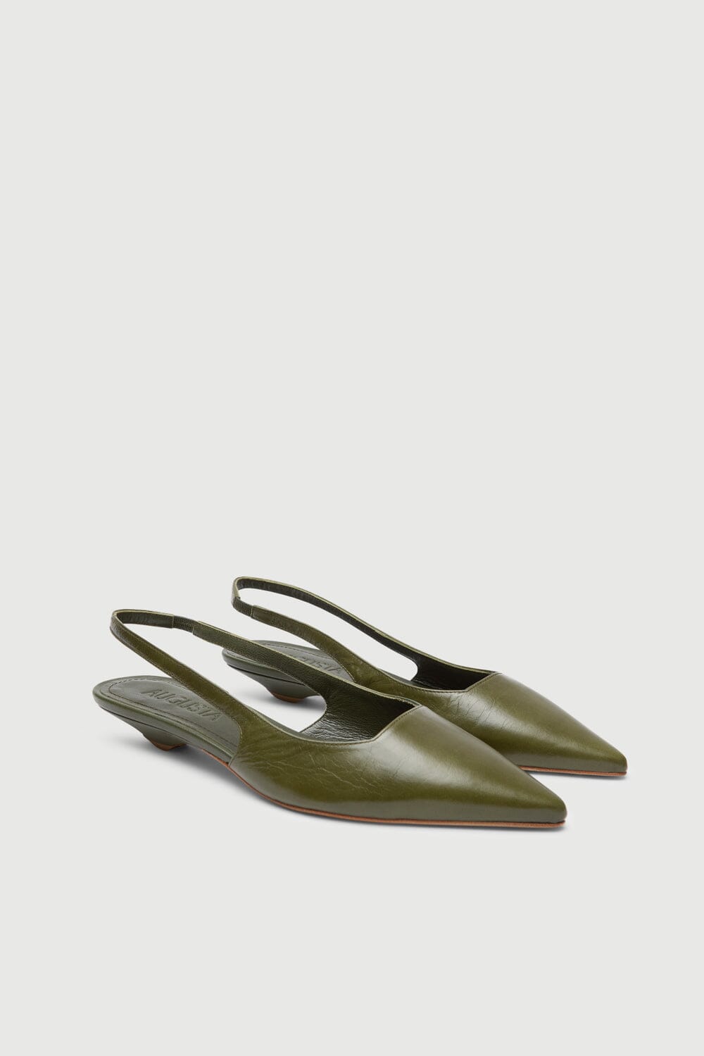 Harper Slingback Flats in Khaki Leather