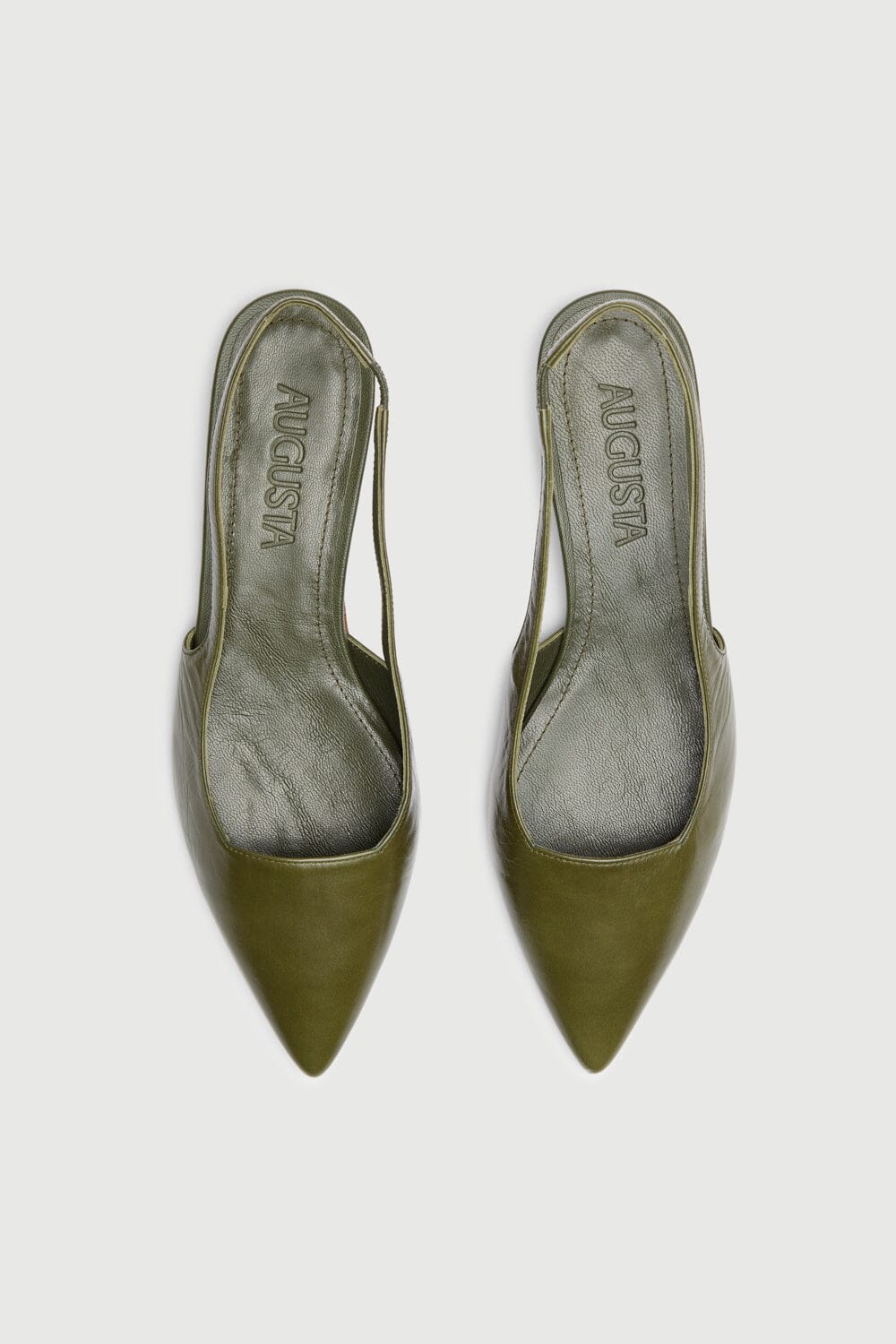 Harper Slingback Flats in Khaki Leather