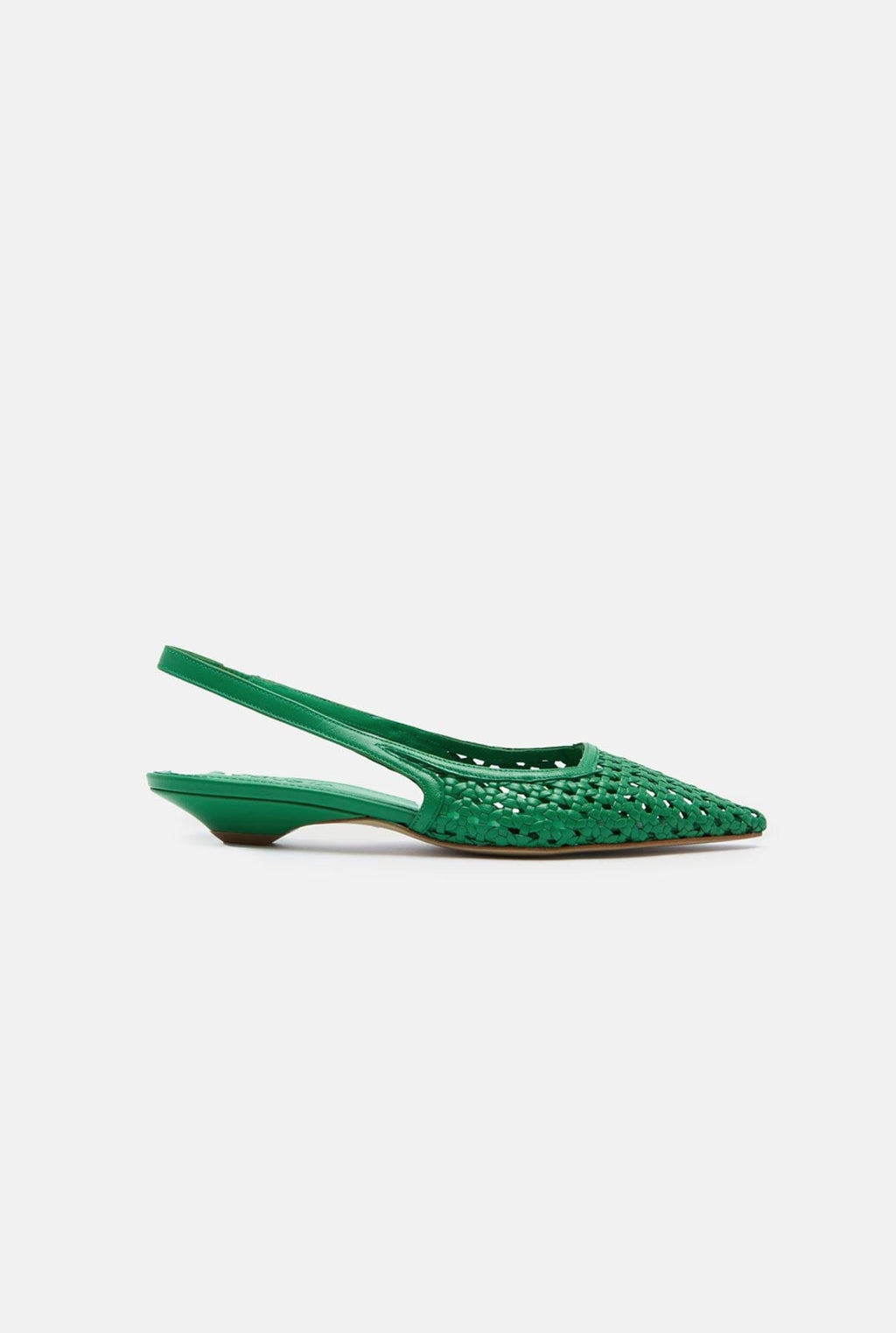 Harper Slingback Flats in Green Woven Leather - Size 39