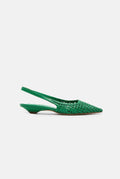 Harper Slingback Flats in Green Woven Leather - Size 39