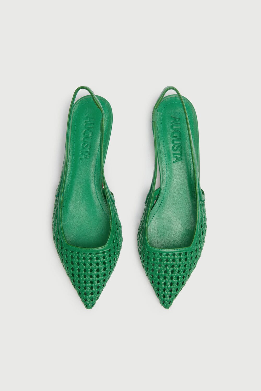 Harper Slingback Flats in Green Woven Leather - Size 39