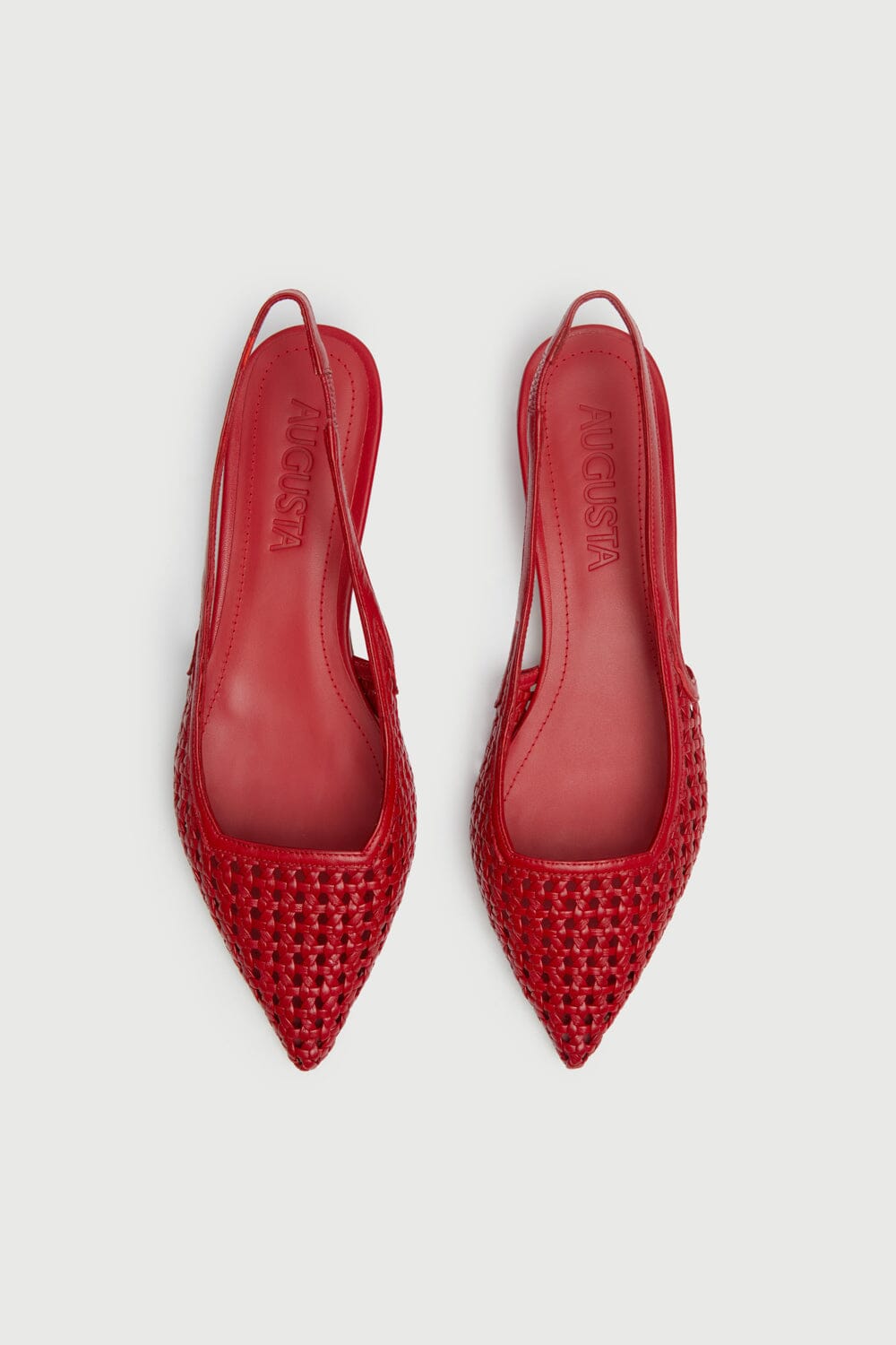Harper Slingback Flats in Red Woven Leather