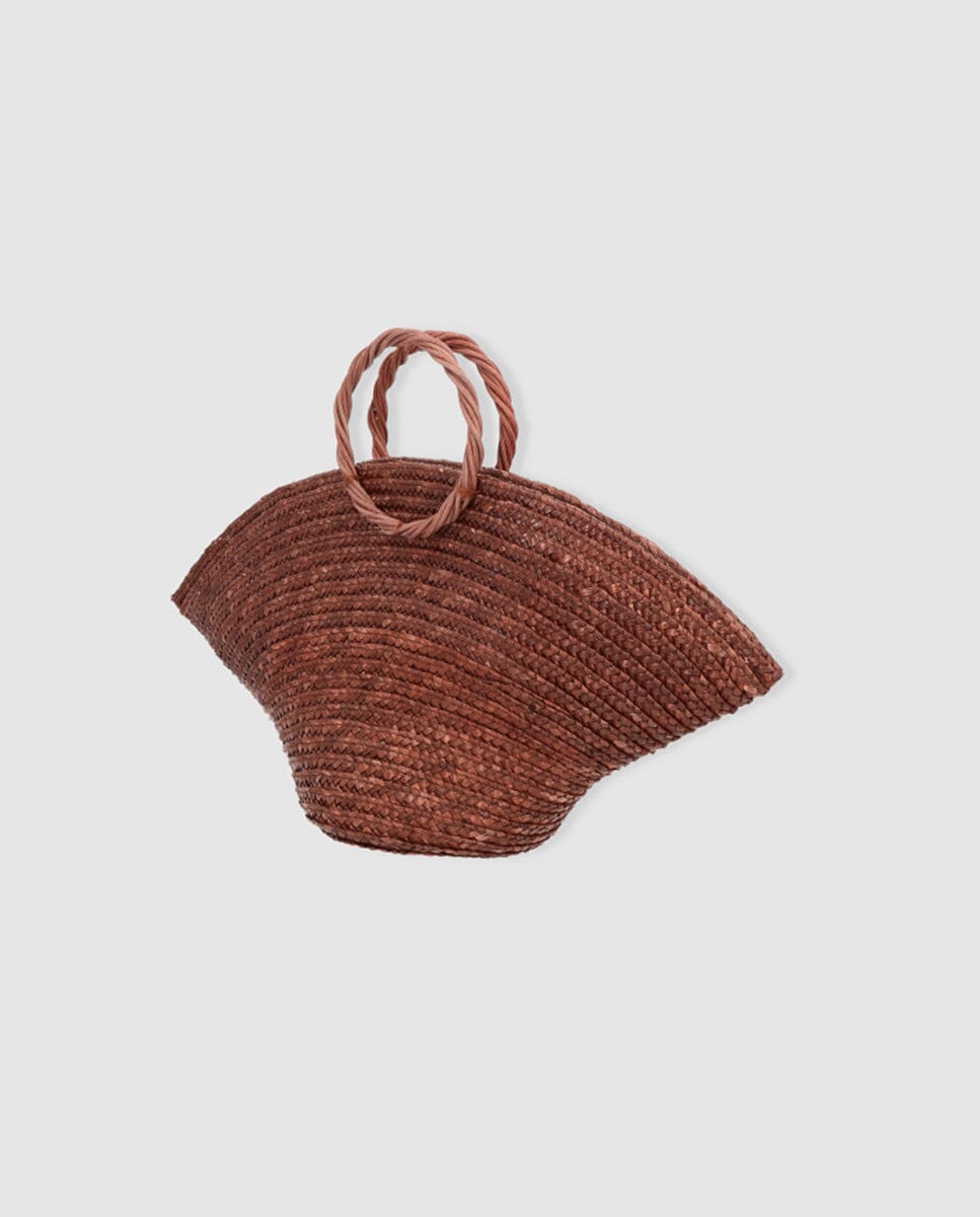 Hatbag Mini de paja de trigo marrón chocolate