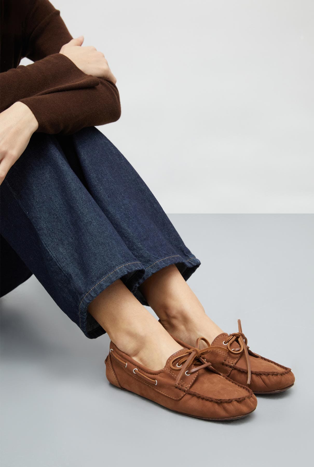 Ivy Boat Shoes in Caramel Nobuk - Size 41