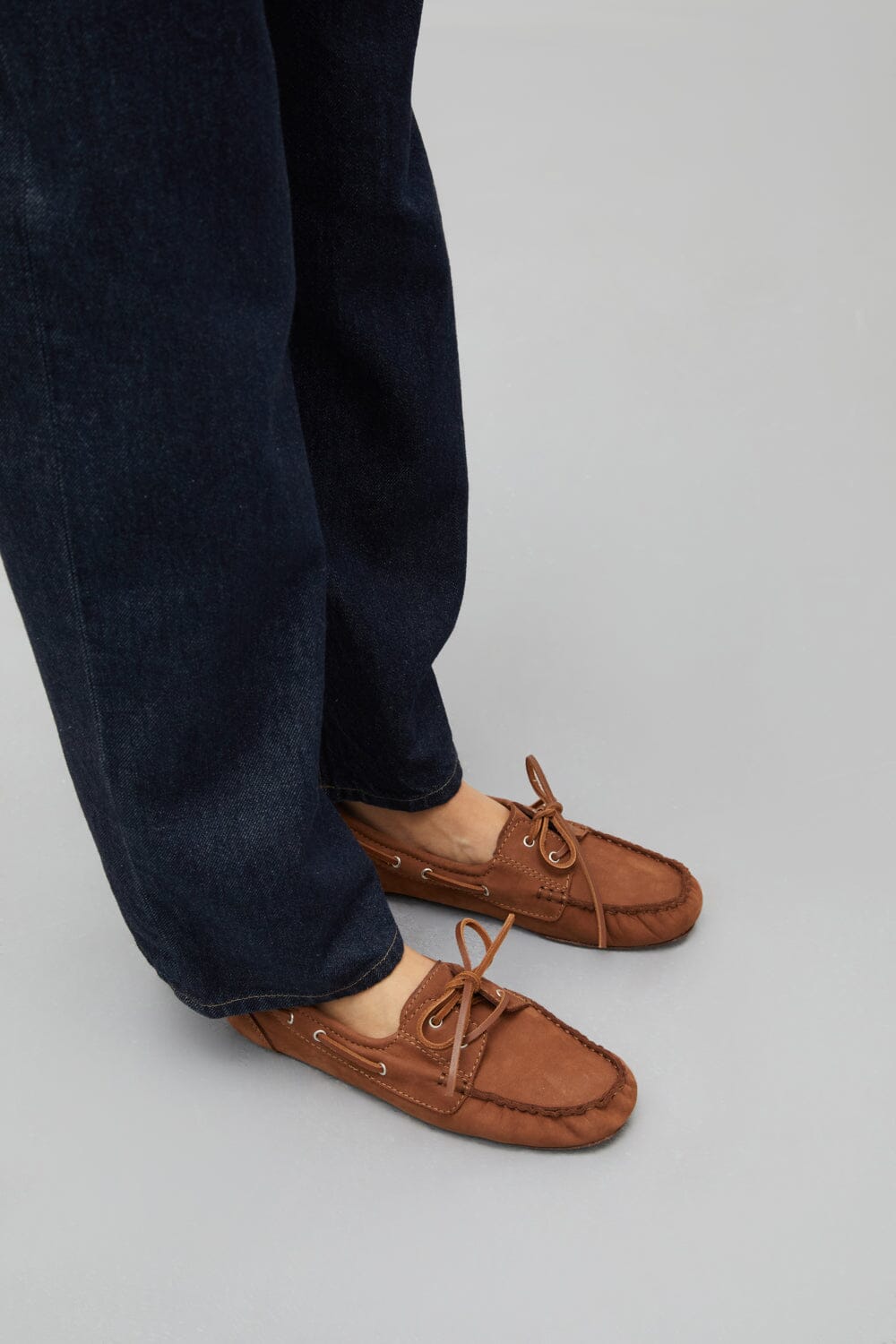 Ivy Boat Shoes in Caramel Nobuk - Size 41