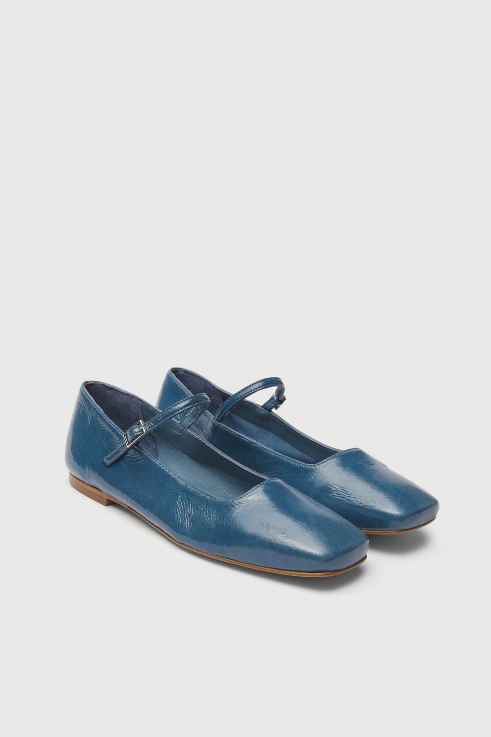 Julieta Mary Janes in Blue Patent Leather