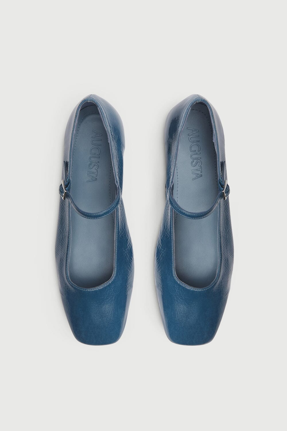 Julieta Mary Janes in Blue Patent Leather