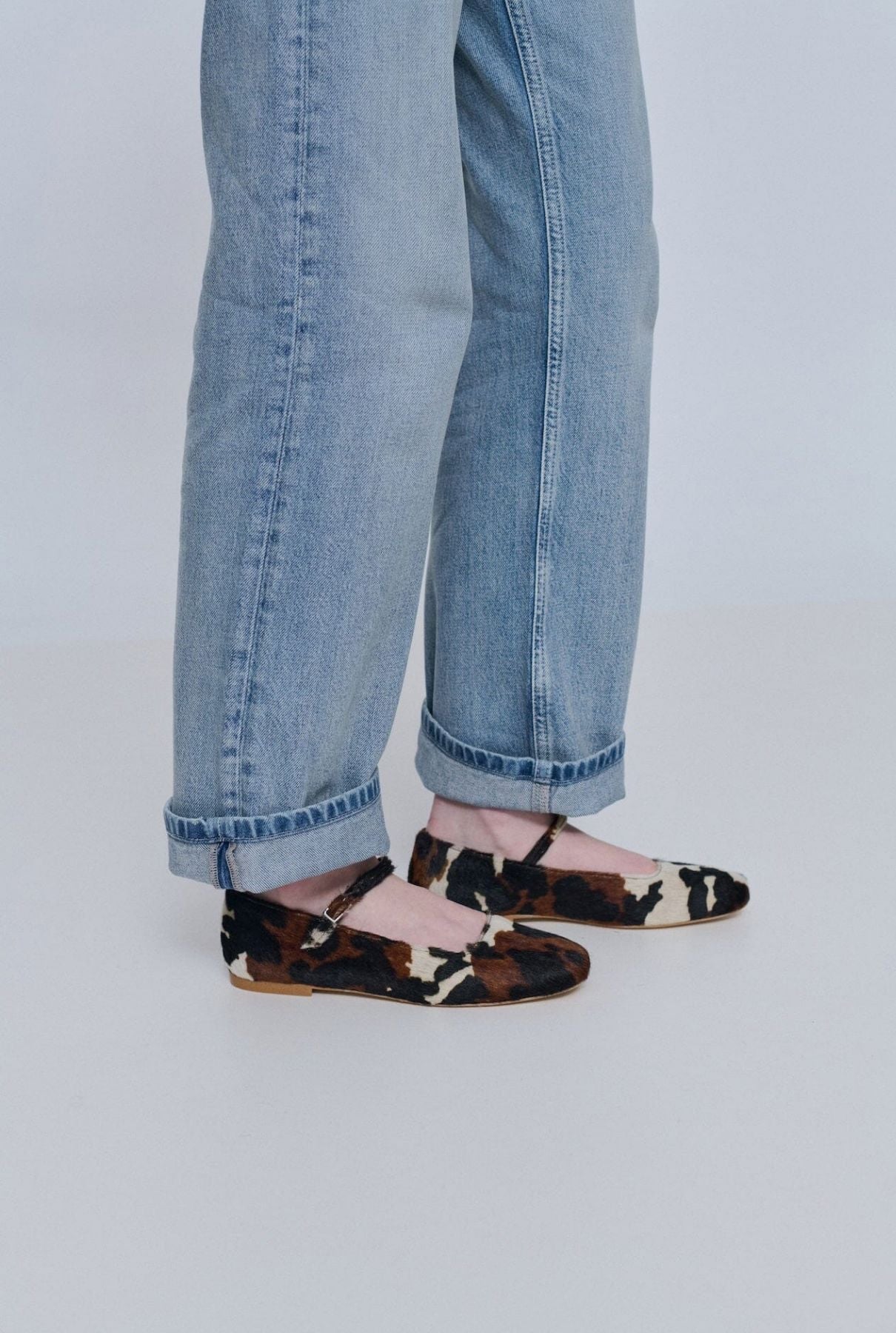 Julieta Mary Janes in Dark Cow Print Calf Hair