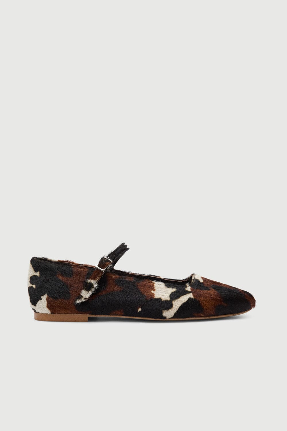 Julieta Mary Janes in Dark Cow Print Calf Hair