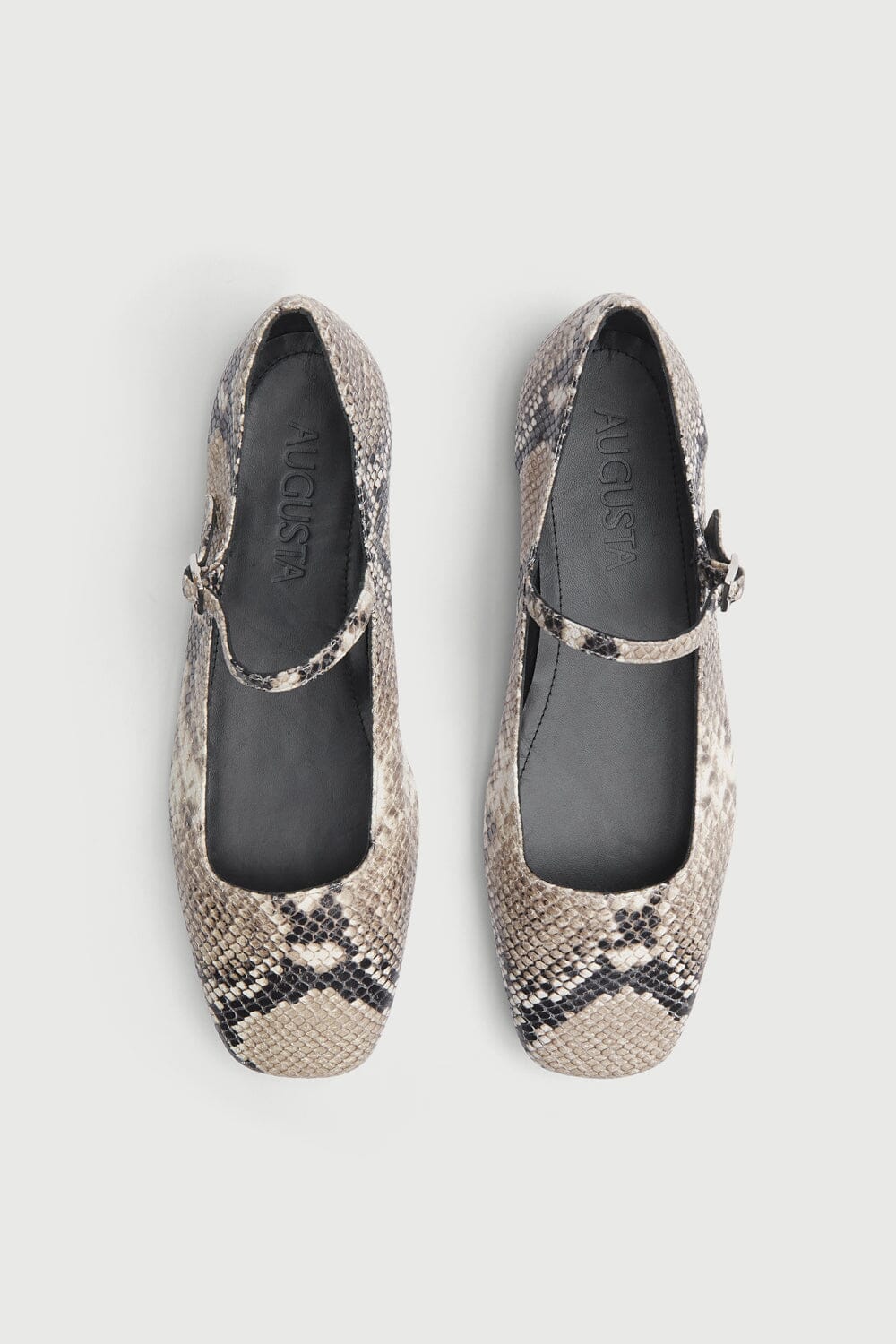 Julieta Mary Janes in Snake Print Leather
