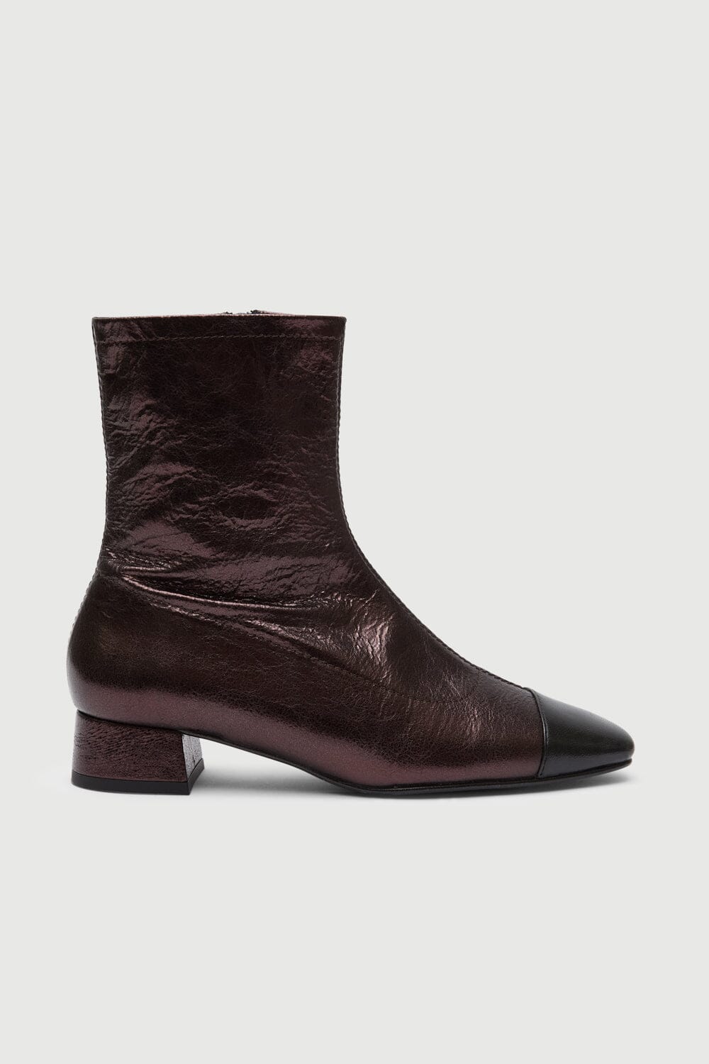 Laurie Ankle Boots in Chocolate-coloured Metallic Leather