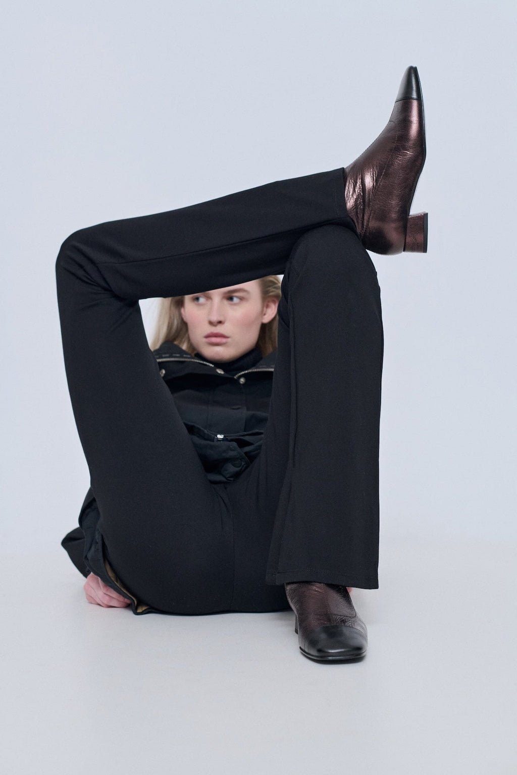 Laurie Ankle Boots in Chocolate-coloured Metallic Leather