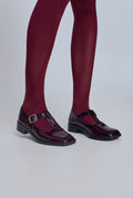 Lucy T-Bar in Burgundy Leather
