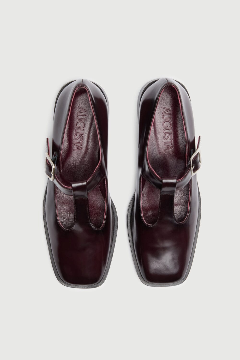Lucy T-Bar in Burgundy Leather