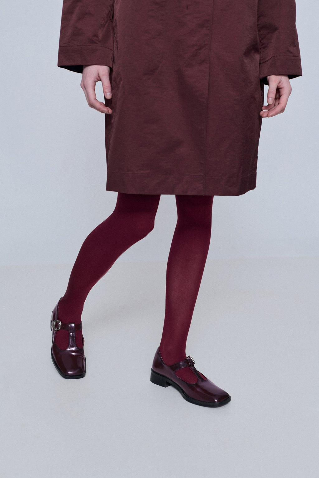 Lucy T-Bar in Burgundy Leather
