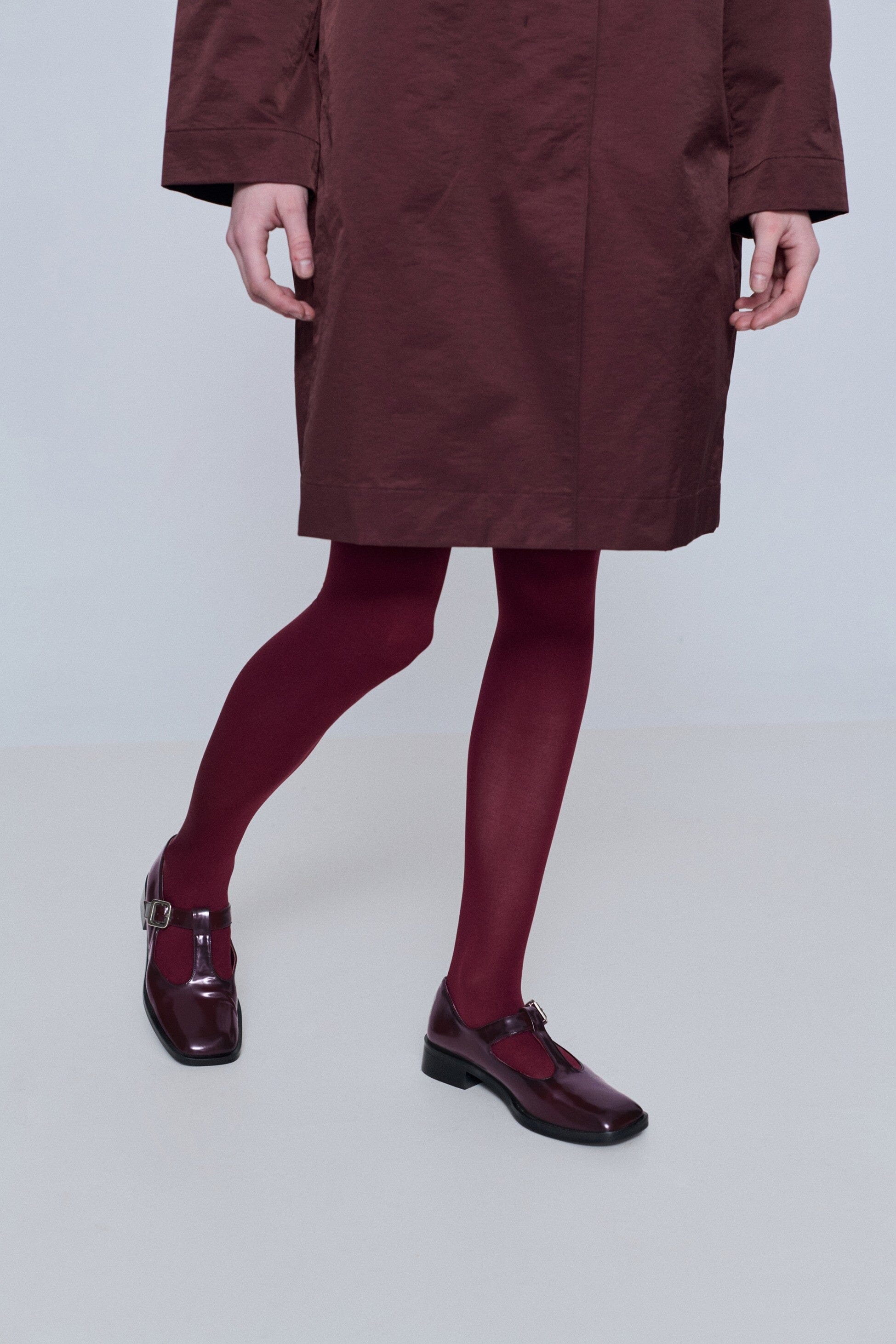 Lucy T-Bar in Burgundy Leather