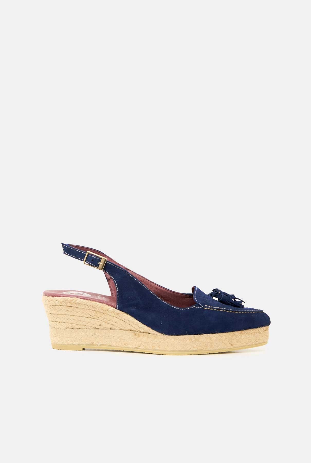 Mocasín de Ante Azul Marino Borlas