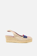 Mocasín de Ante Yute Azul y Rojo Antifaz