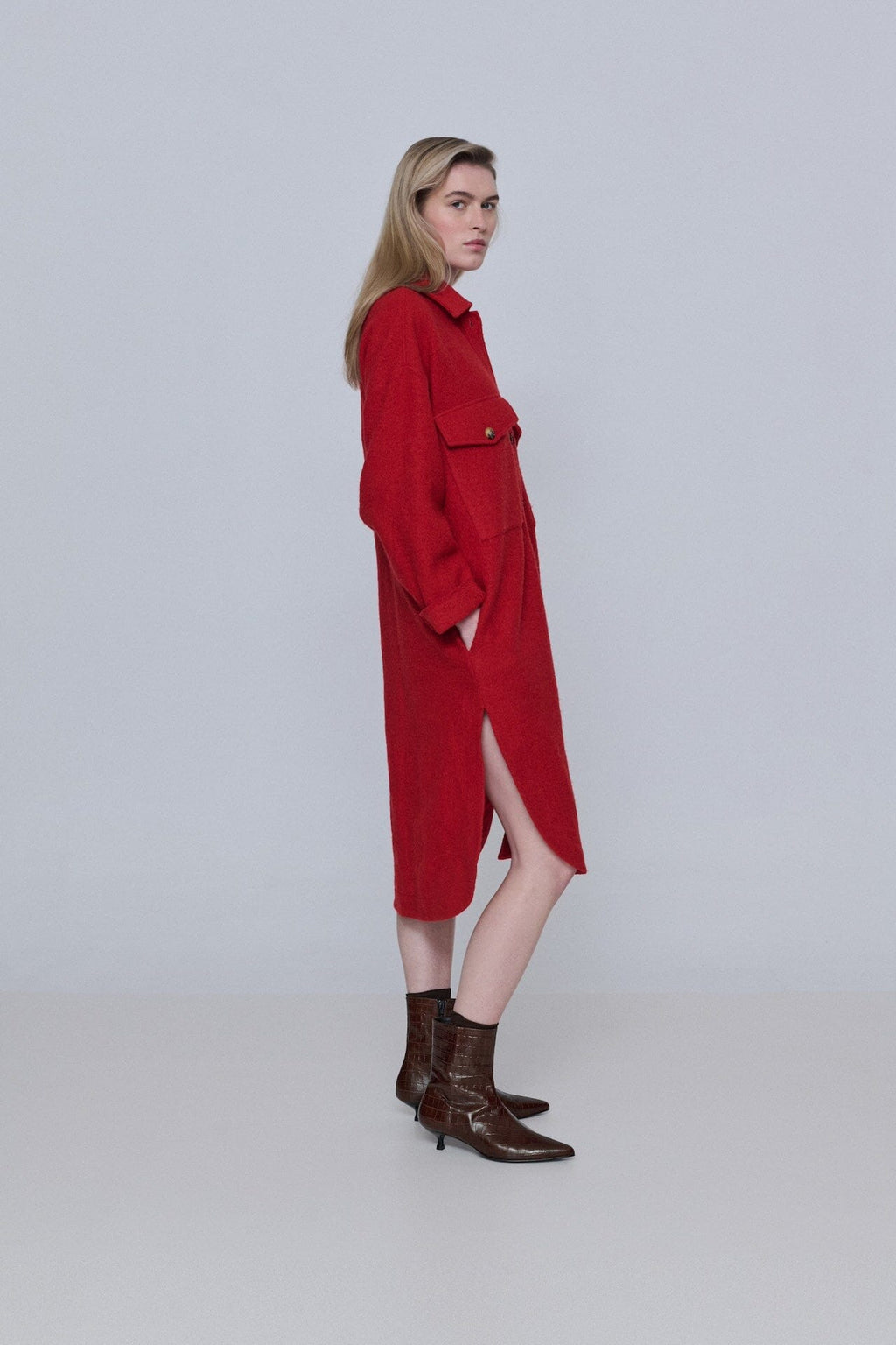 Paula Ankle Boots in Chocolate Croc-effect Leather